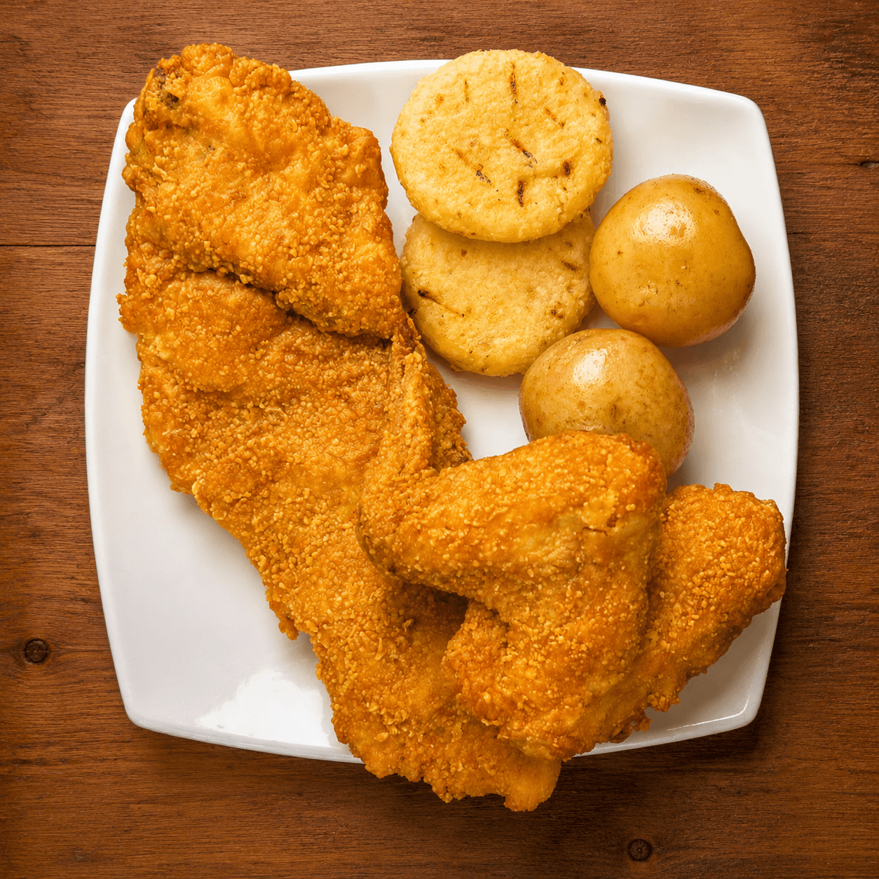 Cuarto Pollo Apanado Pechuga con Ala